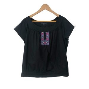 Banana Republic Black Cotton Short Sleeve Top Size L